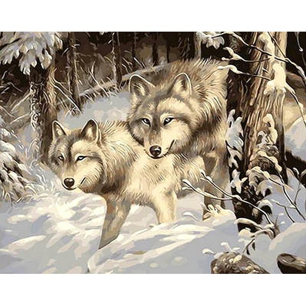 Snow Wolves Paint by Numbers
