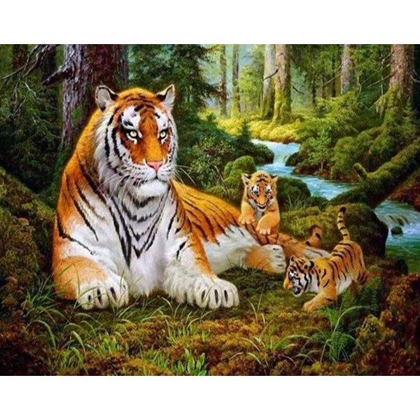 Tiger & Cubs in Forest