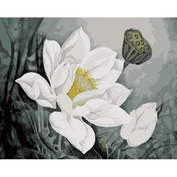 White Floral Art Painting