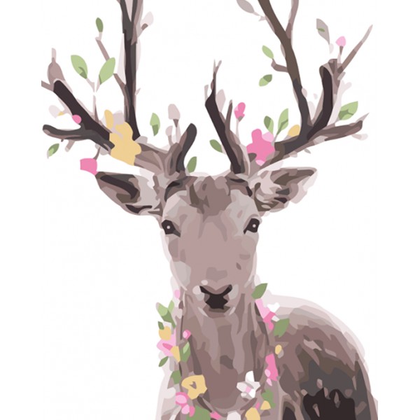 Deer with Flowers on Antlers