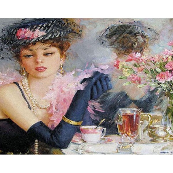 Classy Lady Having Tea