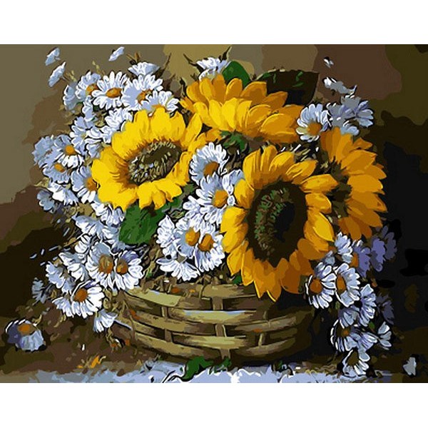 Sunflowers & Daisies in a Basket