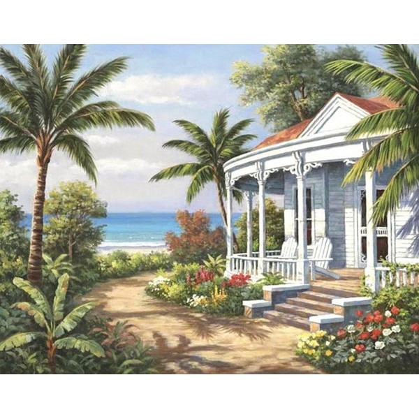 Seaside House & Palm Trees