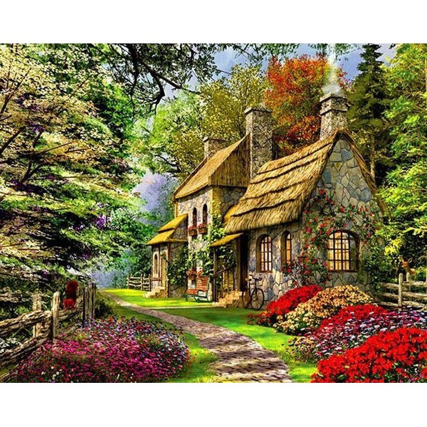 Beautiful House & Spring Flowers