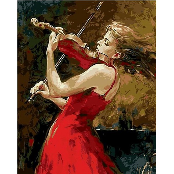 Girl in Red Playing Violin