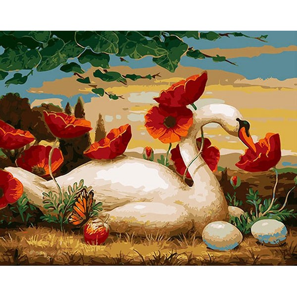 Swan, Eggs & Flowers