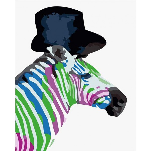 Colorful Zebra with Hat