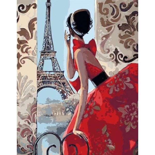 Lady in Red & Eiffel Tower
