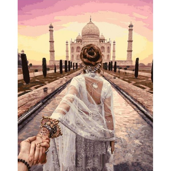 Indian Girl & Taj Mahal
