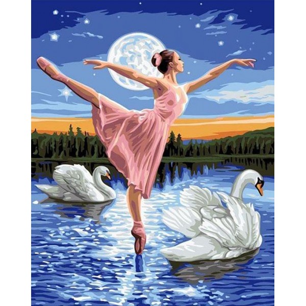 Ballet Dancer & Swans