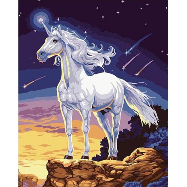 White Unicorn Fantasy Painting
