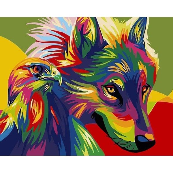 Colorful Wolf & Eagle
