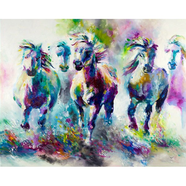 Colorful Running Horses