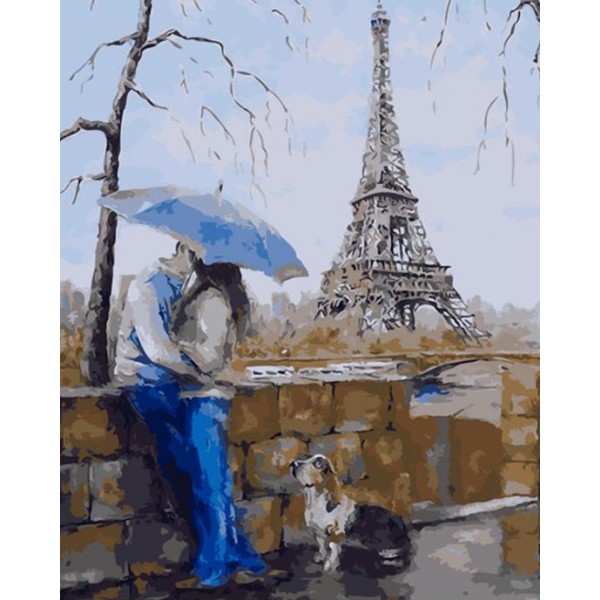 Romantic Couple & Eiffel Tower