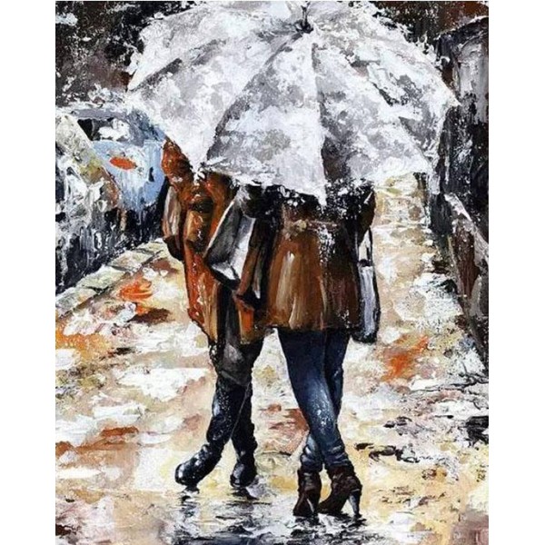 Couple Standing under Umbrella