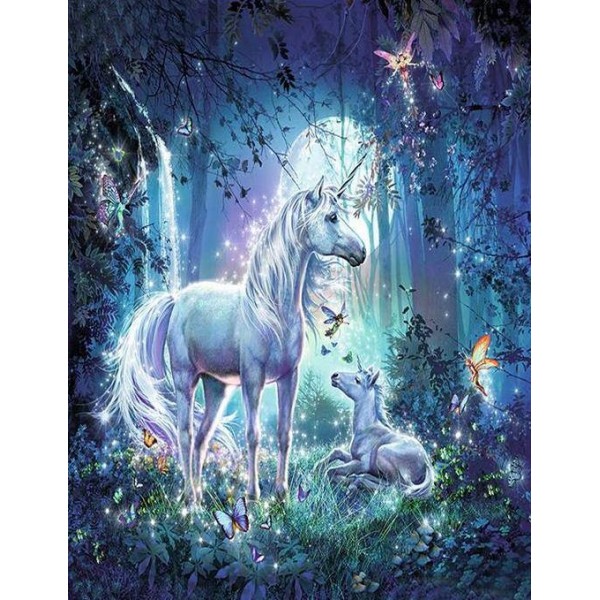 Unicorn with Baby in Fantasy Land