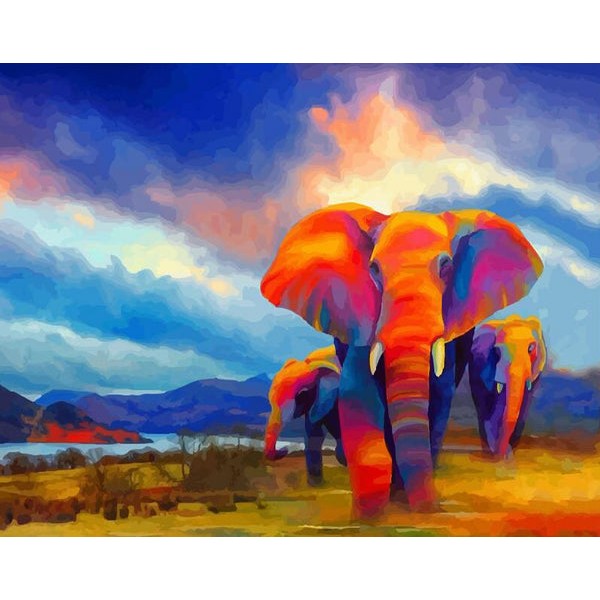 Colorful Elephants Paint by Numbers Kit