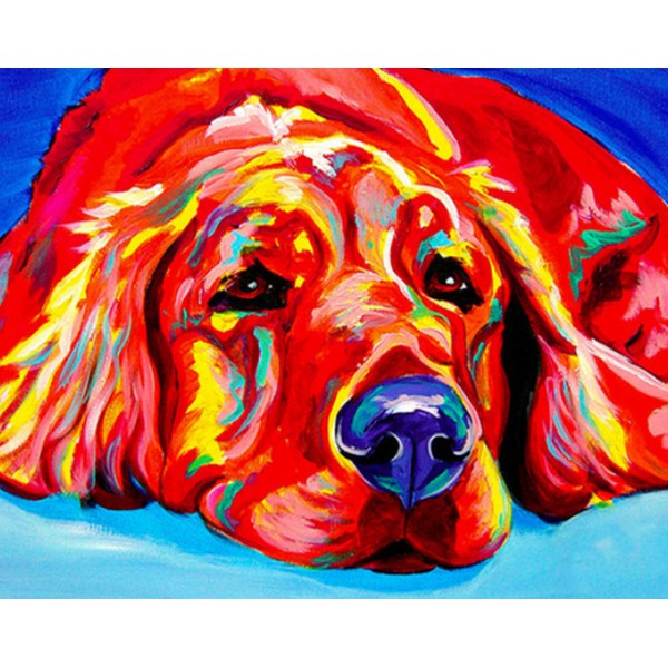 Bright Colored Sad Dog