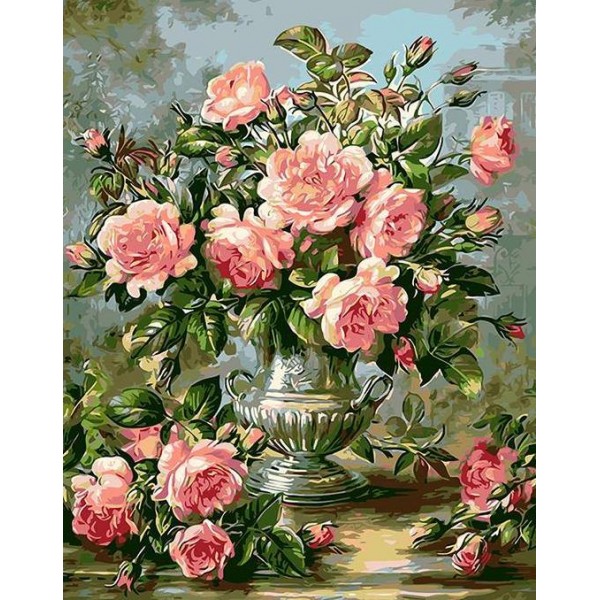 Elegant Roses in a Silver Vase