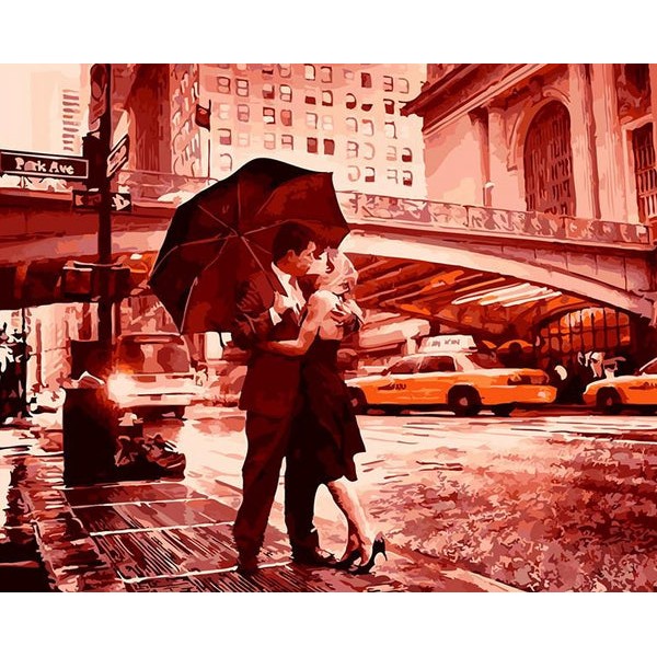 Couple Kissing on New York Street