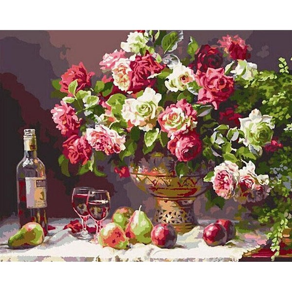 Flowers, Fruits & Wine Glasses