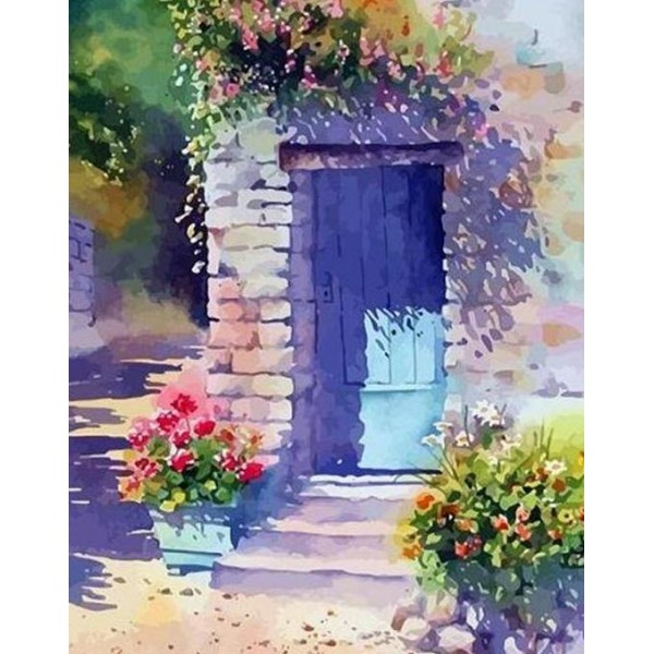 Sunlit Door with Geraniums - Ann Mortimer