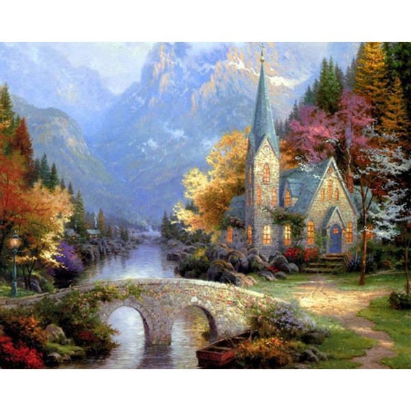 Church in Mountains DIY Painting Kit