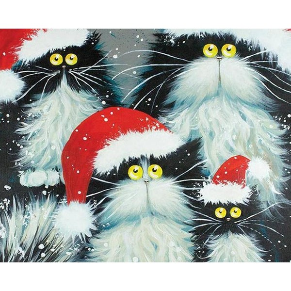 Cartoon Cats with Christmas Hats