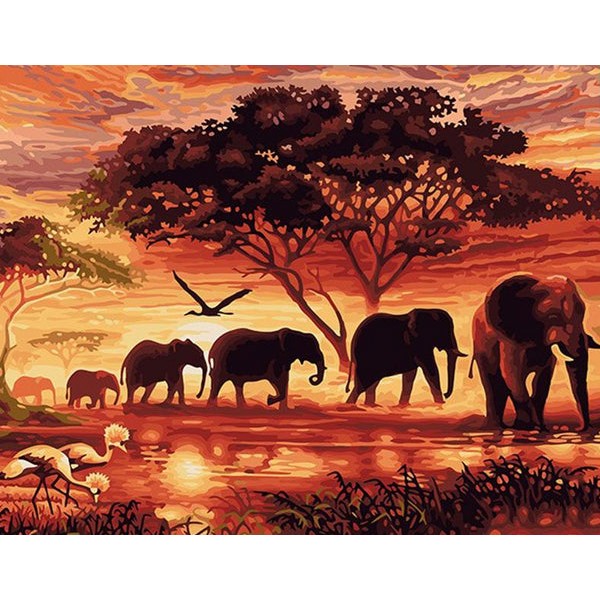 Elephant Safari Paint by Numbers