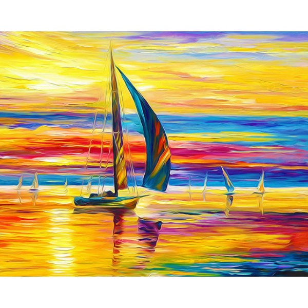 Colorful Sky & Sailing Boats