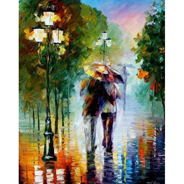 Couple Rain Walk - Leonid Afremov