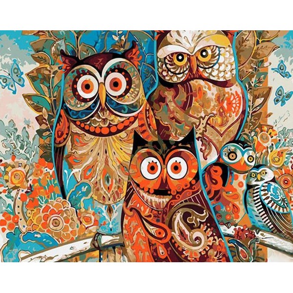 Artistic Owls - Paint by Numbers