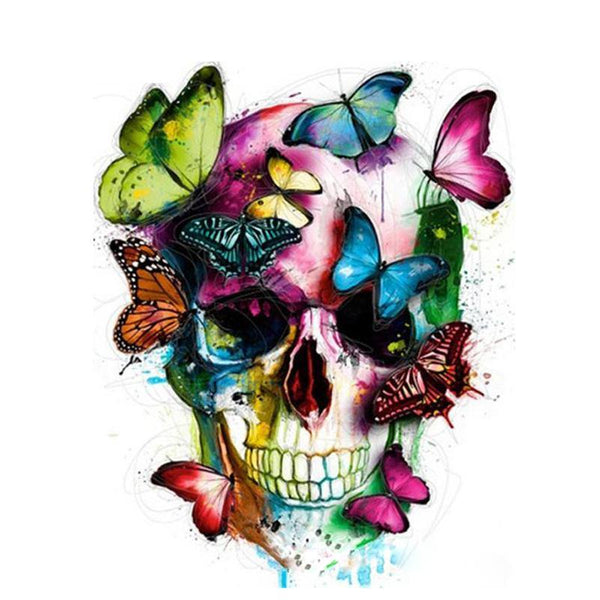 Colorful Skull & Butterflies