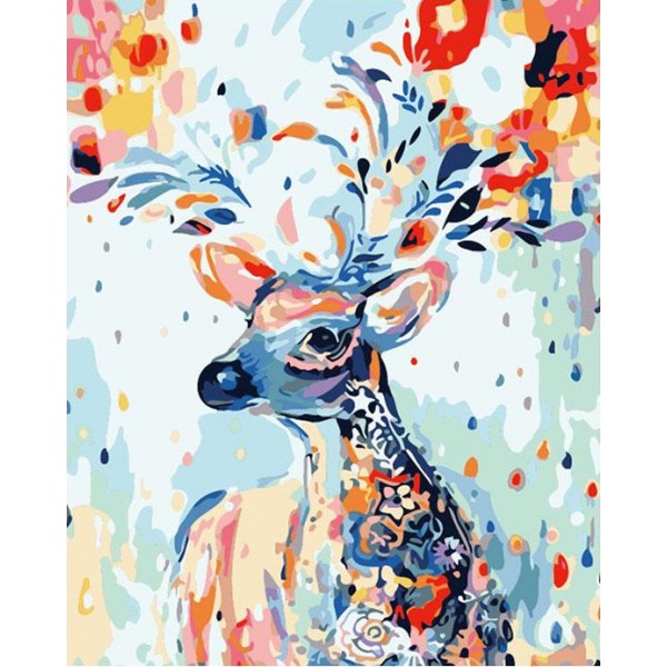 Floral Deer - Paint by Numbers for Adults