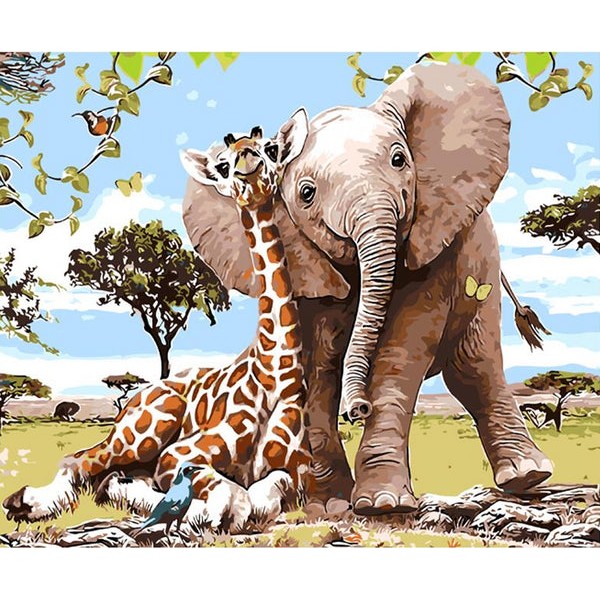 Giraffe & Elephant Friendship