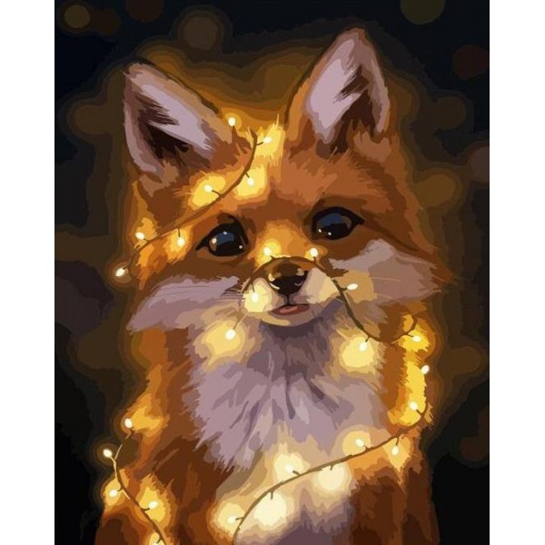 Fox with Christmas Lights